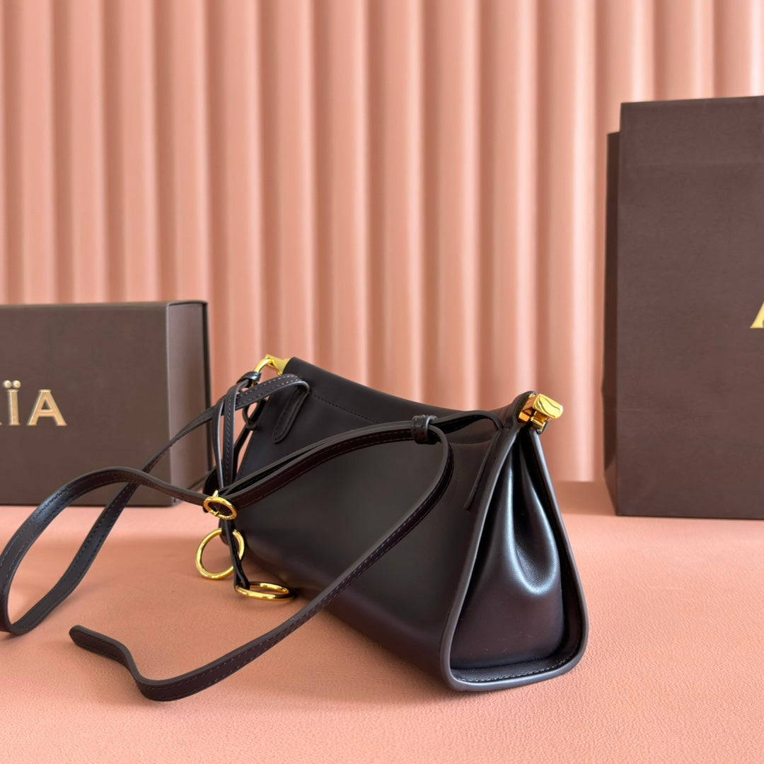 ALAIA 26S LE CLICK BAG 25 IN BROWN NEAR BLACK CALFSKIN