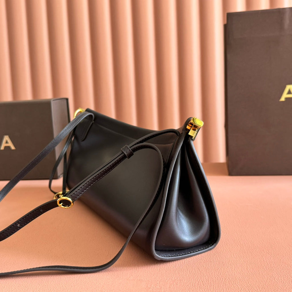 ALAIA 26S LE CLICK BAG 30 IN BROWN NEAR BLACK CALFSKIN