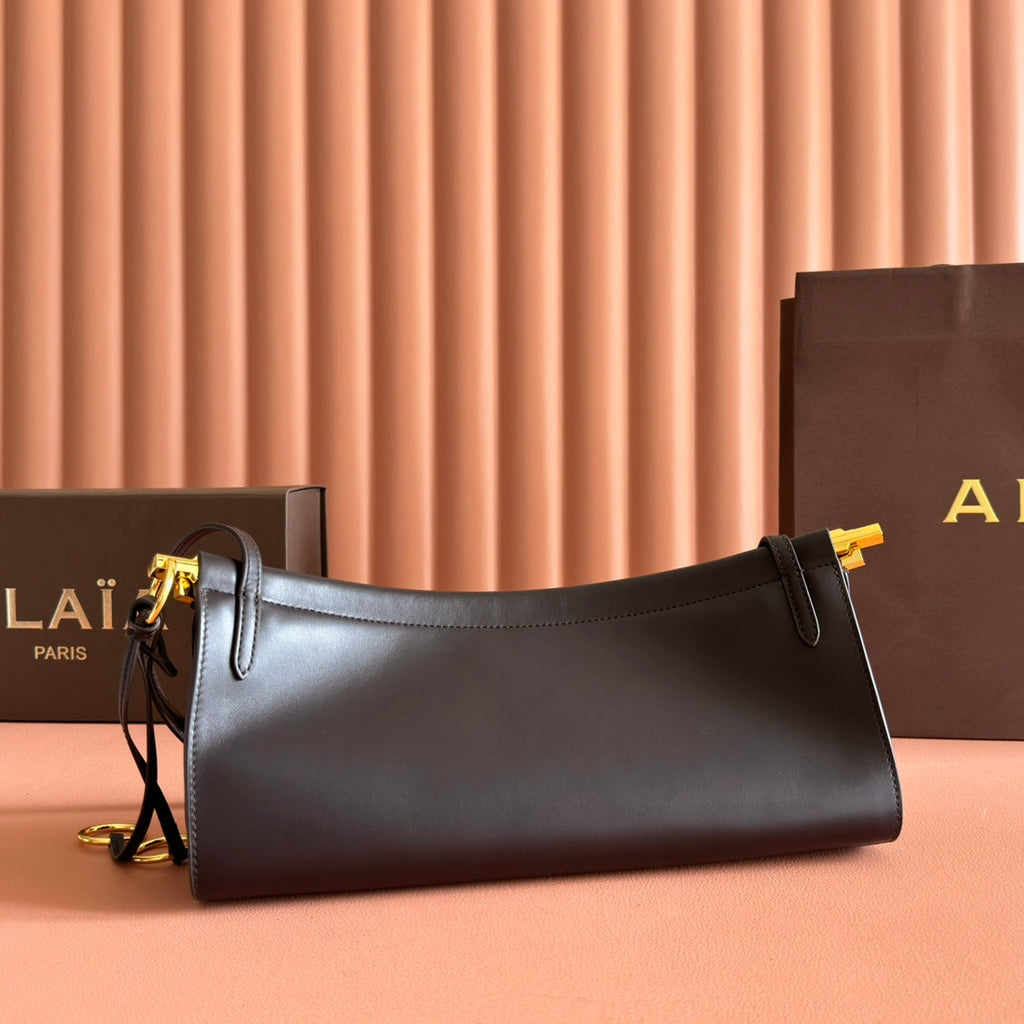 ALAIA 26S LE CLICK BAG 30 IN BROWN NEAR BLACK CALFSKIN