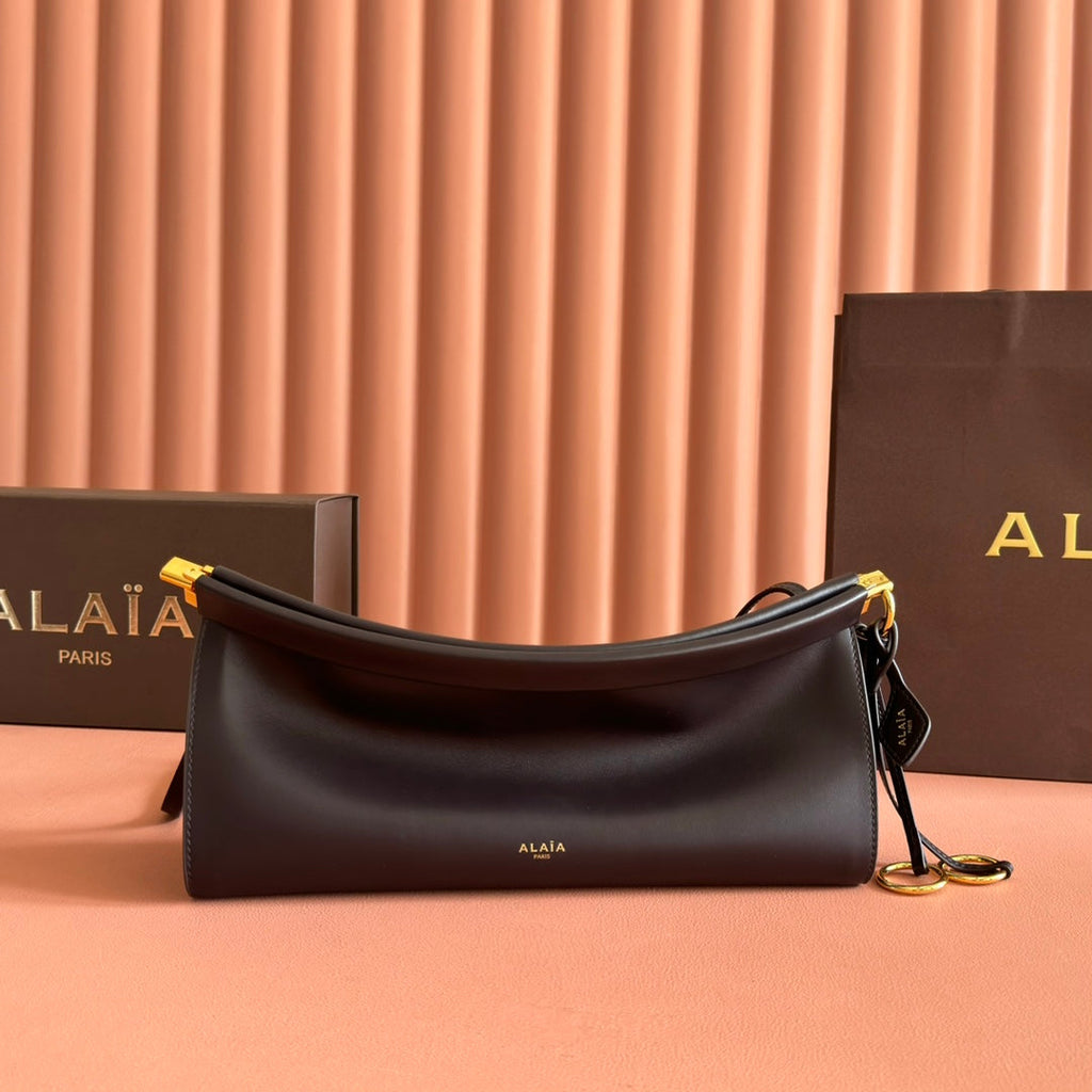 ALAIA 26S LE CLICK BAG 30 IN BROWN NEAR BLACK CALFSKIN