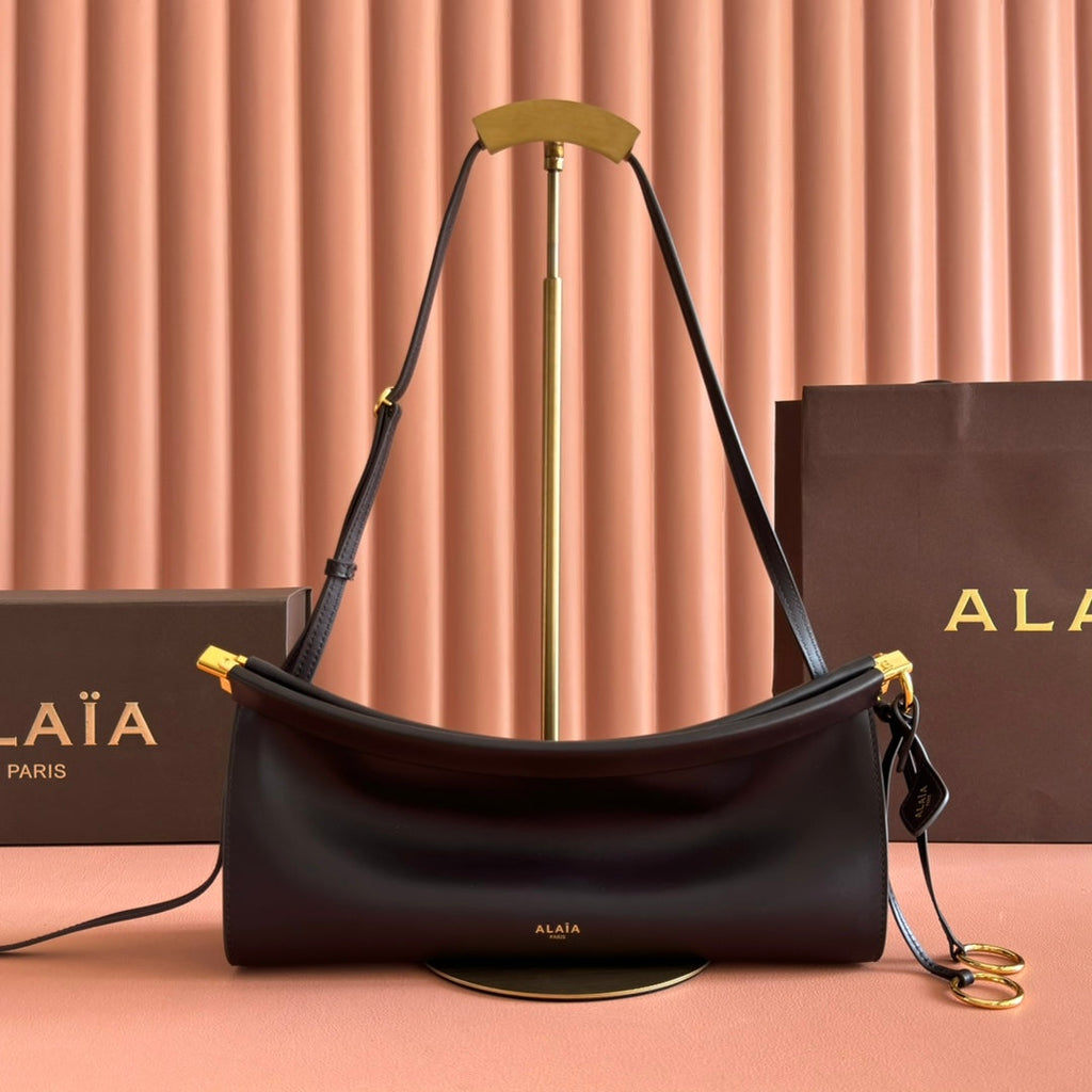 ALAIA 26S LE CLICK BAG 30 IN BROWN NEAR BLACK CALFSKIN