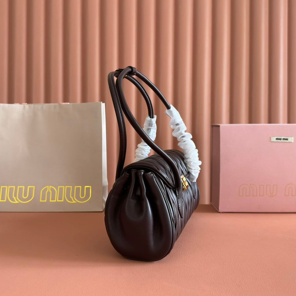 MIUMIU 26S HANDBAG 28 IN DARK BROWN LAMBSKIN