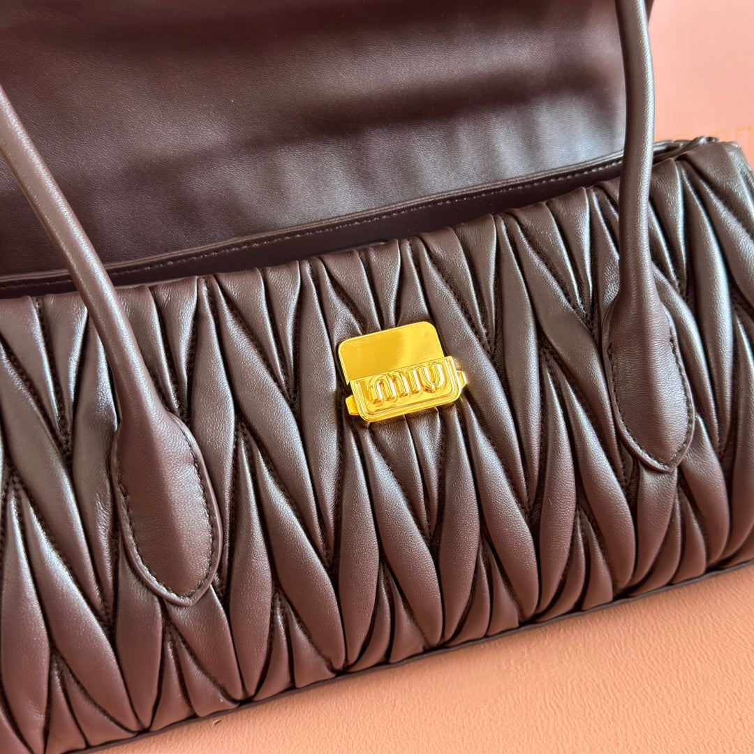 MIUMIU 26S HANDBAG 28 IN DARK BROWN LAMBSKIN