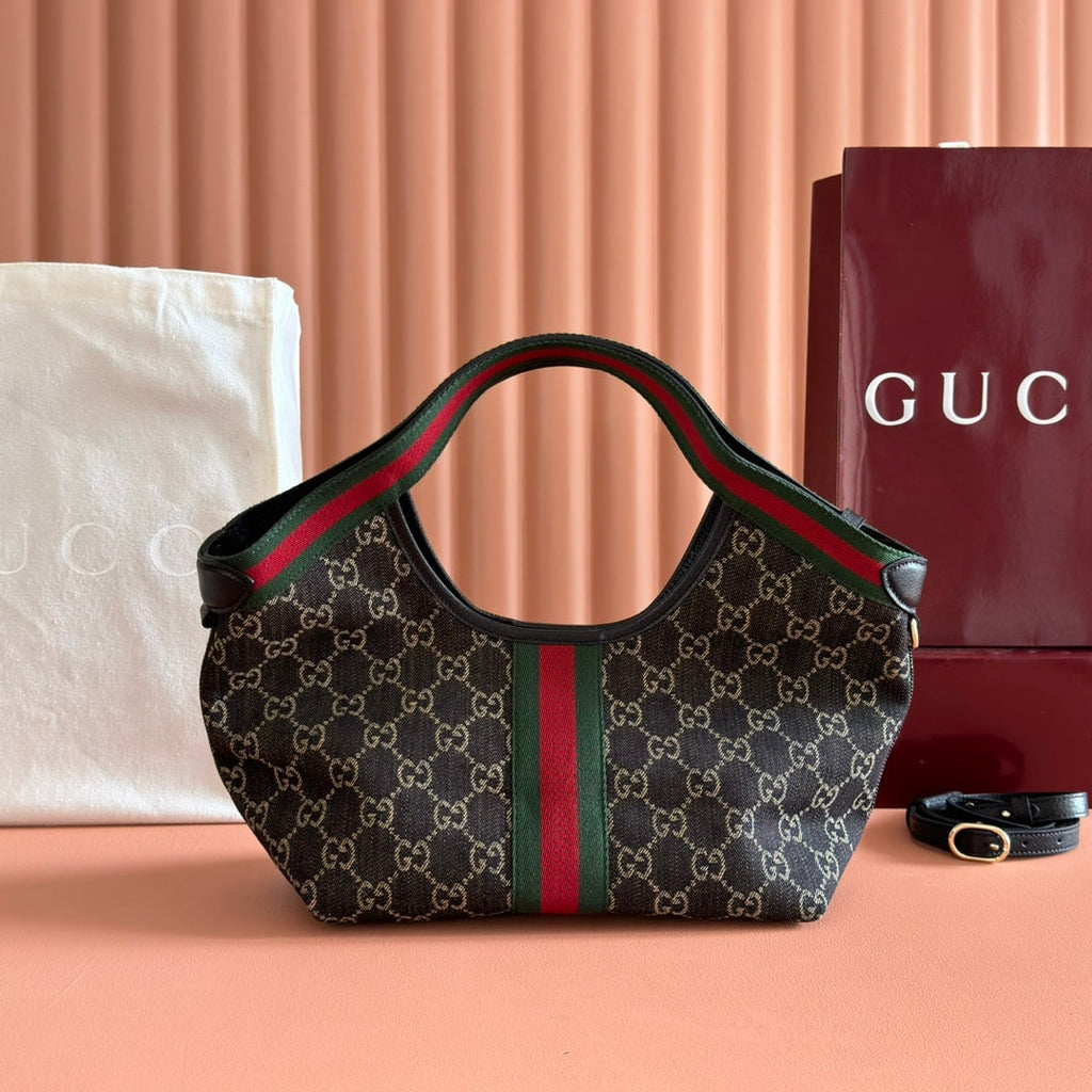 GUCCI GIGLIO TOTE BAG 25 CM IN BLACK MONOGRAM CANVAS