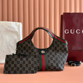 GUCCI GIGLIO TOTE BAG 25 CM IN BLACK MONOGRAM CANVAS