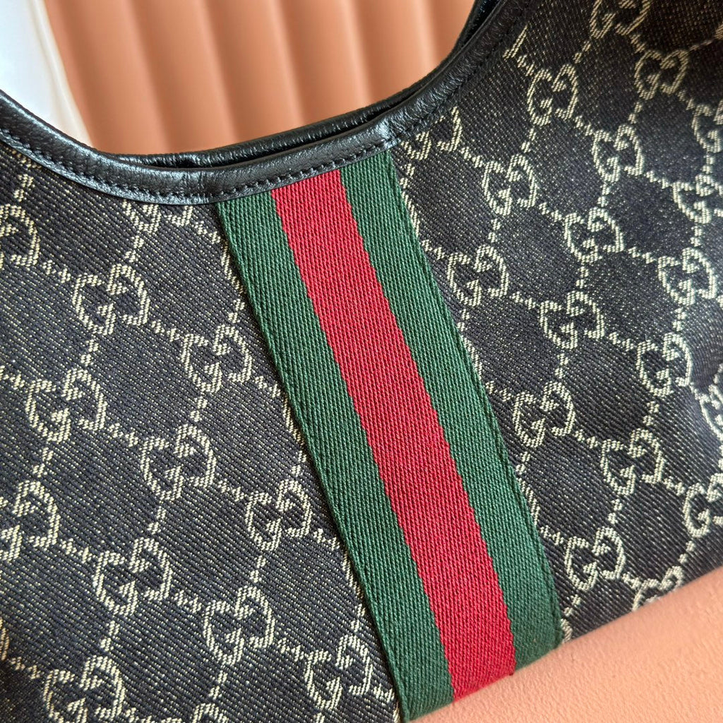 GUCCI GIGLIO TOTE BAG 25 CM IN BLACK MONOGRAM CANVAS