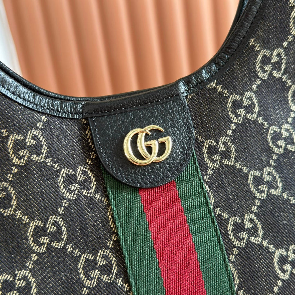 GUCCI GIGLIO TOTE BAG 25 CM IN BLACK MONOGRAM CANVAS