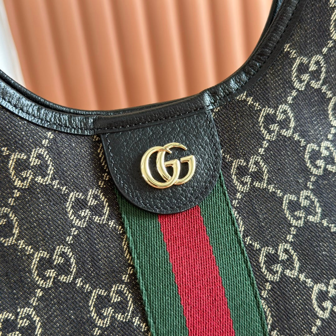 GUCCI GIGLIO TOTE BAG 25 CM IN BLACK MONOGRAM CANVAS