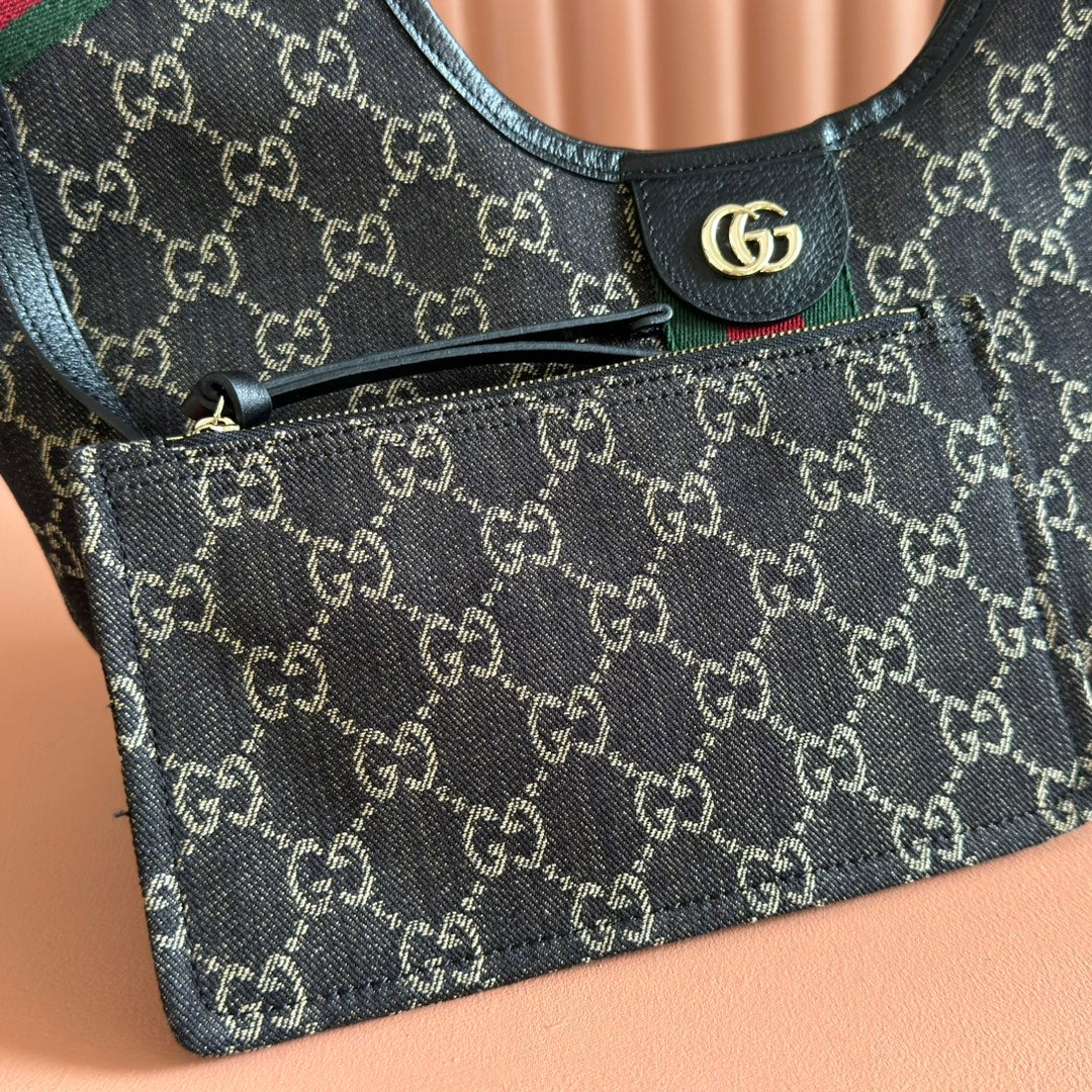 GUCCI GIGLIO TOTE BAG 25 CM IN BLACK MONOGRAM CANVAS