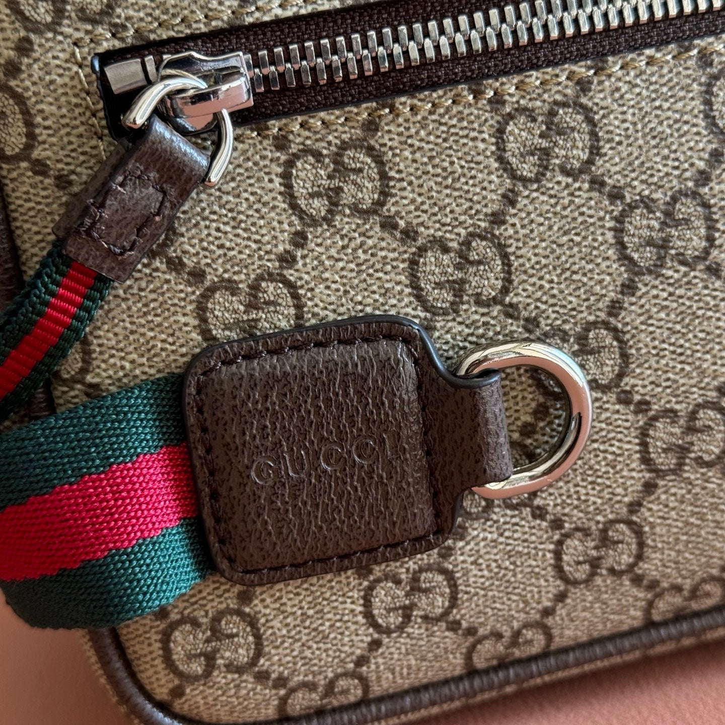 GUCCI 26S GG TOILETRY CASE 28 IN DARK BEIGE AND BROWN CANVAS