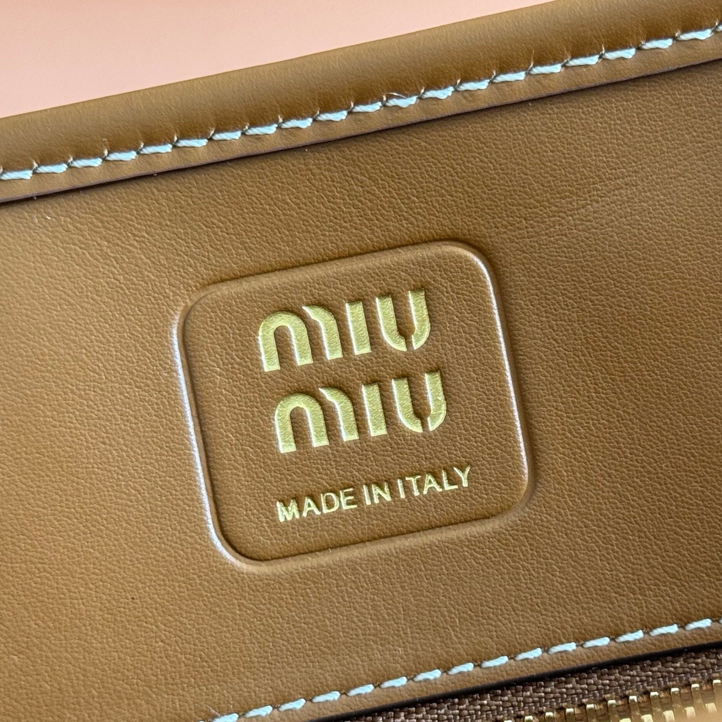 MIUMIU 26S HANDBAG 31 IN BROWN LEATHER AND BEIGE CANVAS