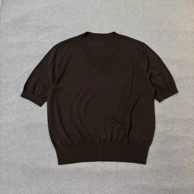 PRADA 26S SHORT-SLEEVE V-NECK SWEATER 1165
