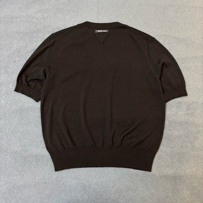 PRADA 26S SHORT-SLEEVE V-NECK SWEATER 1165
