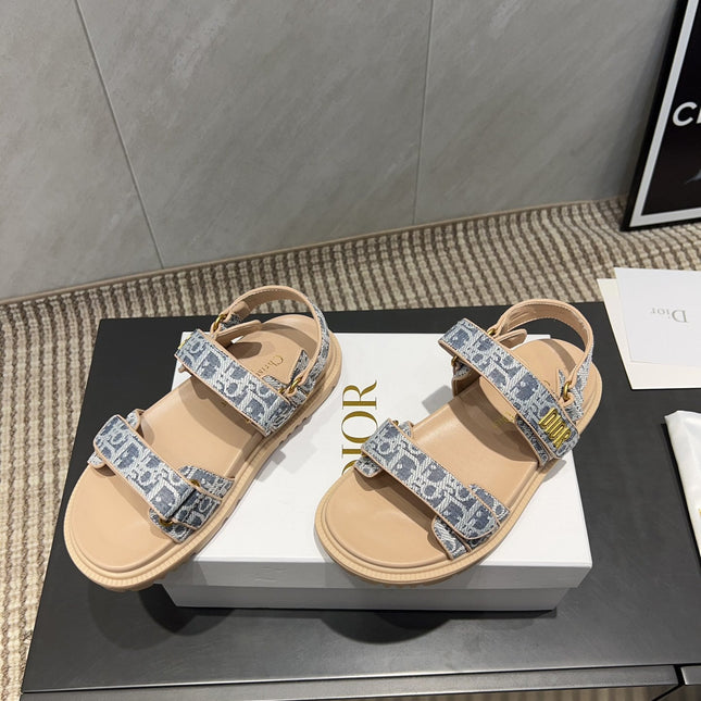 DIOR SANDALS IN LIGHT BLUE MONOGRAM FABRIC