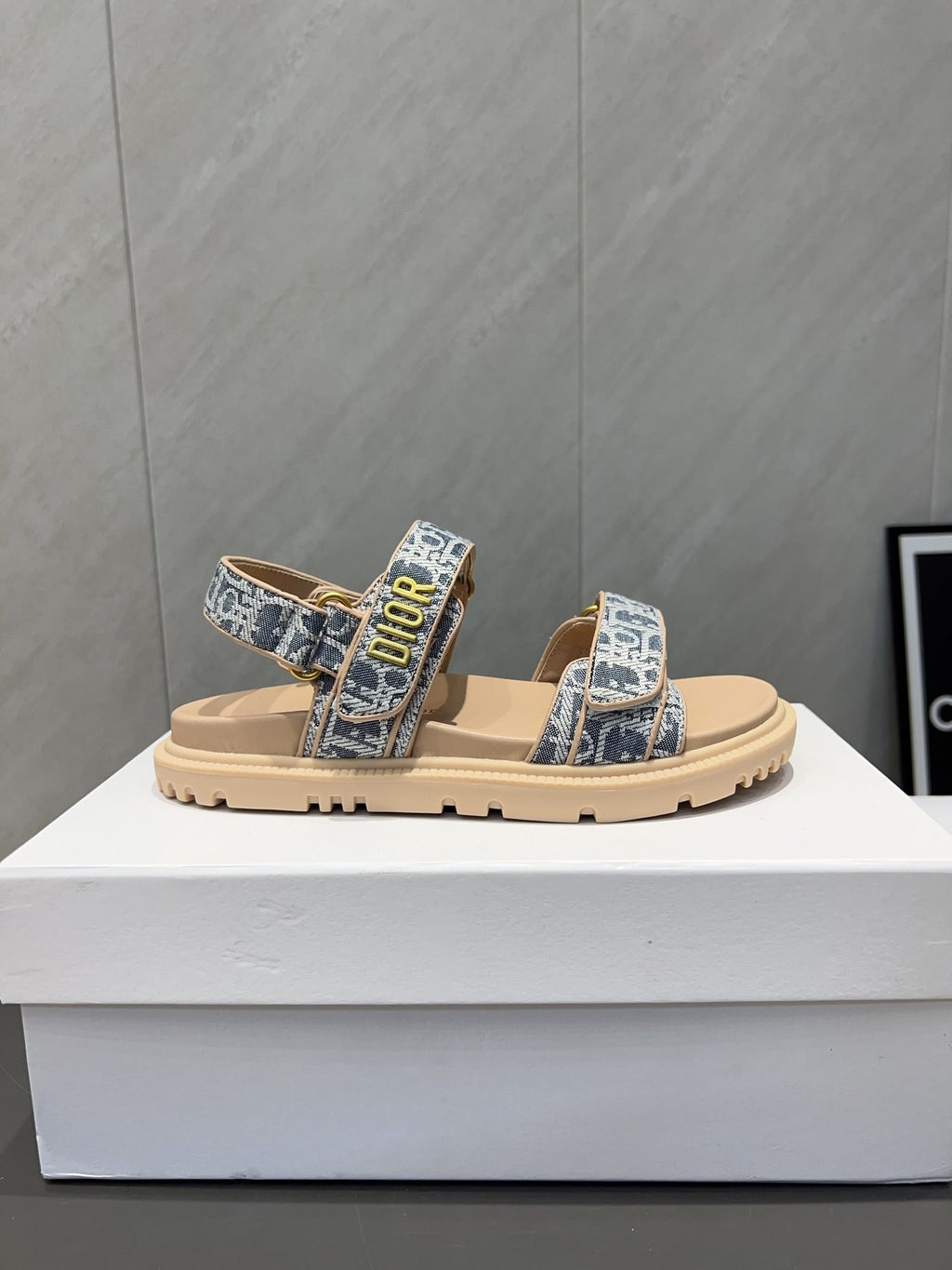 DIOR SANDALS IN LIGHT BLUE MONOGRAM FABRIC