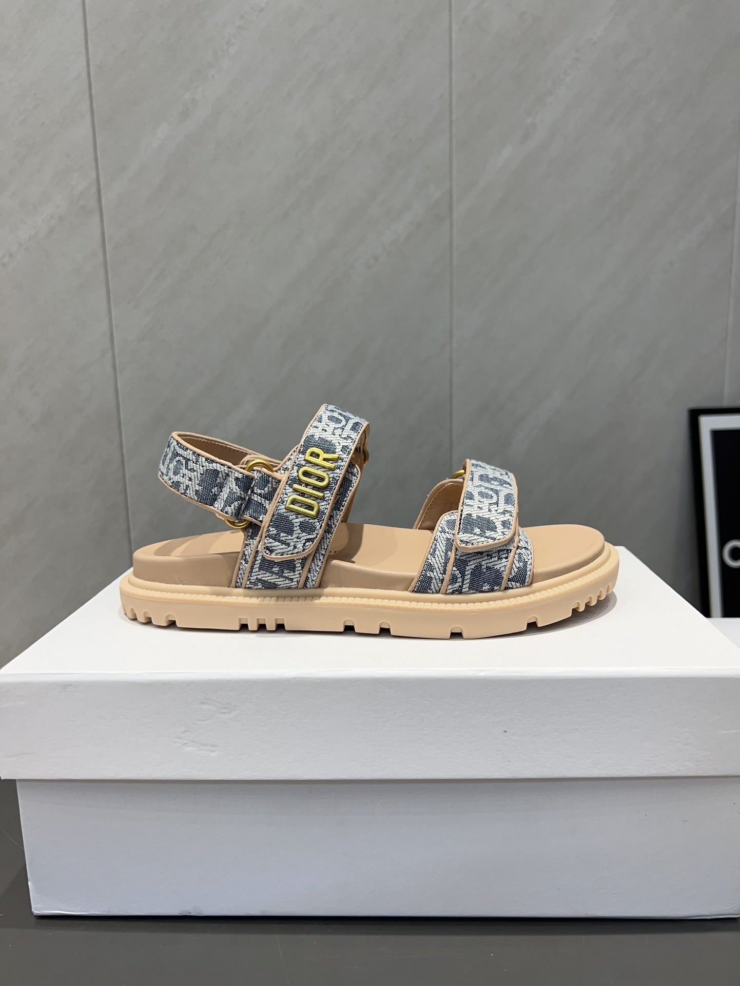 DIOR SANDALS IN LIGHT BLUE MONOGRAM FABRIC