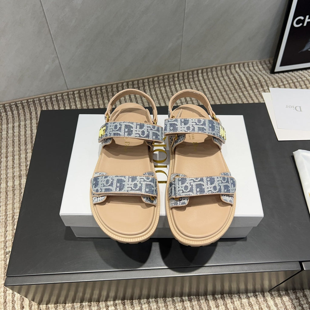 DIOR SANDALS IN LIGHT BLUE MONOGRAM FABRIC