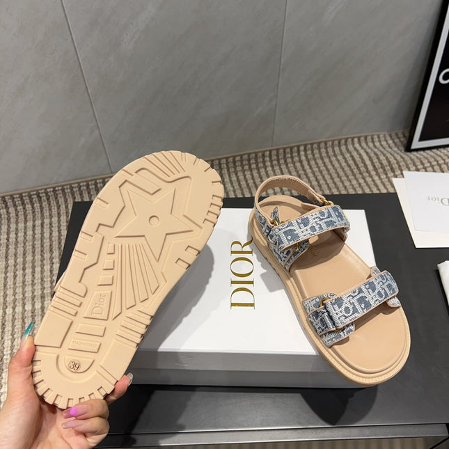 DIOR SANDALS IN LIGHT BLUE MONOGRAM FABRIC