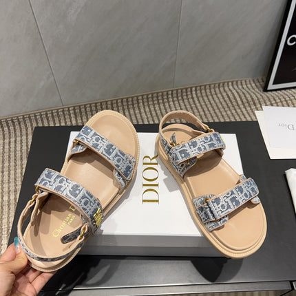 DIOR SANDALS IN LIGHT BLUE MONOGRAM FABRIC