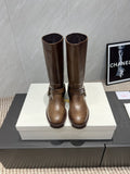 CHLOÉ 26S KNEE-HIGH BOOTS IN EARTH BROWN CALFSKIN