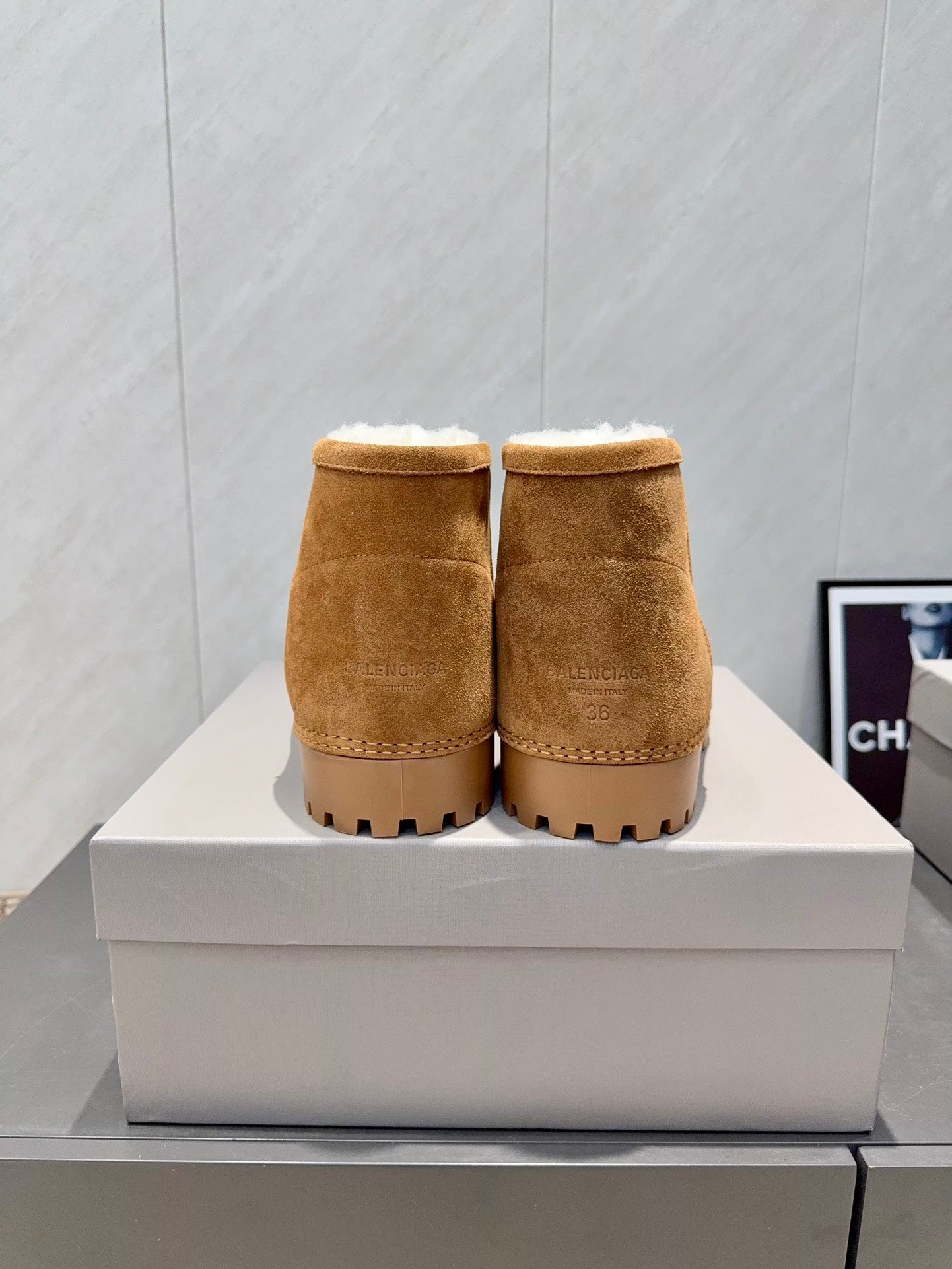 BALENCIAGA 25S LOW ANKLE BOOTS PLATFORM HEEL IN BROWN SUEDE STYLE 6