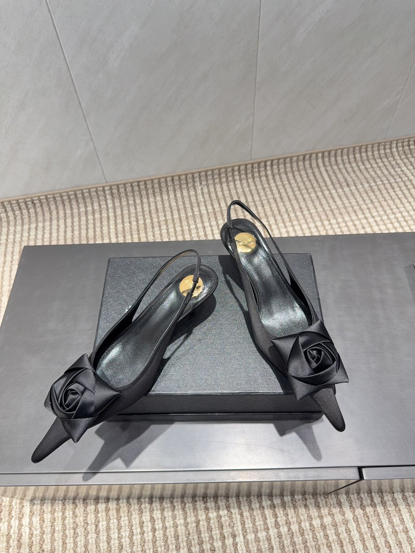 YSL 26S HEELED SLINGBACKS 50 MM IN BLACK FABRIC