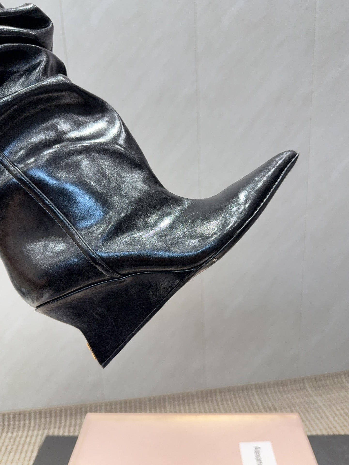 BALMAIN 26S KNEE-HIGH BOOTS 75 MM IN BLACK CALFSKIN