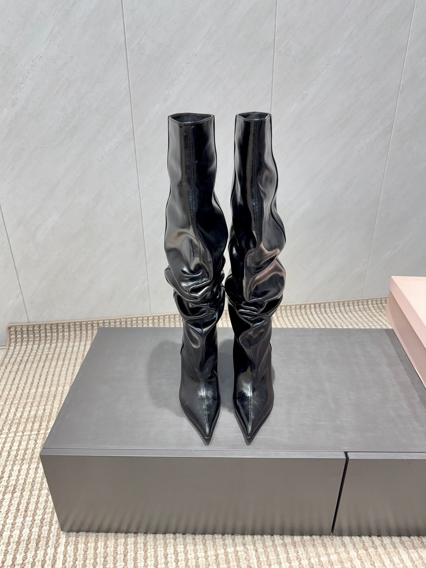 BALMAIN 26S KNEE-HIGH BOOTS 75 MM IN BLACK CALFSKIN