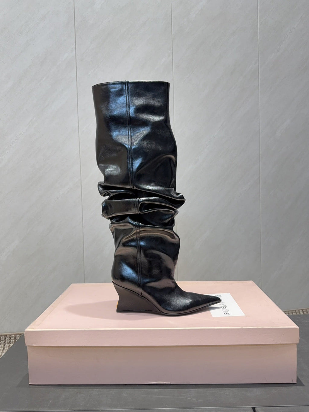 BALMAIN 26S KNEE-HIGH BOOTS 75 MM IN BLACK CALFSKIN