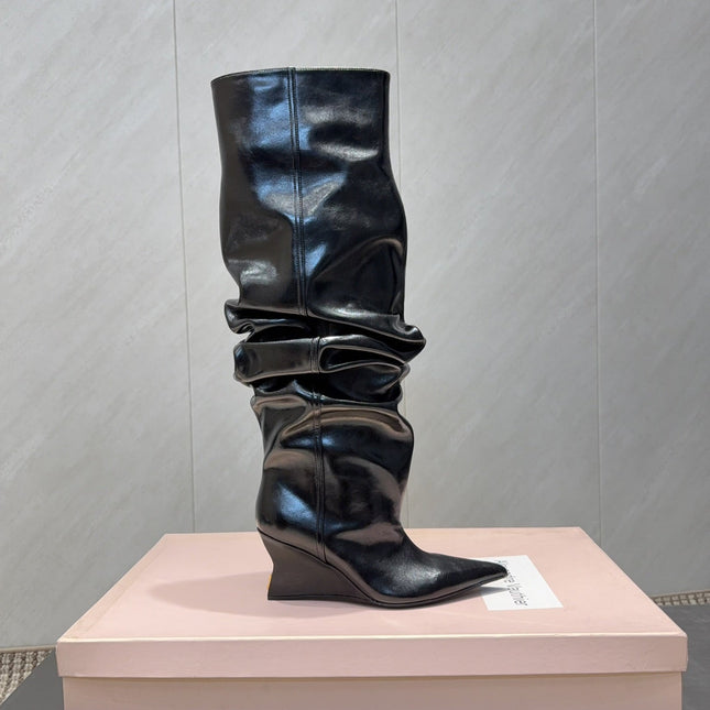 BALMAIN 26S KNEE-HIGH BOOTS 75 MM IN BLACK CALFSKIN