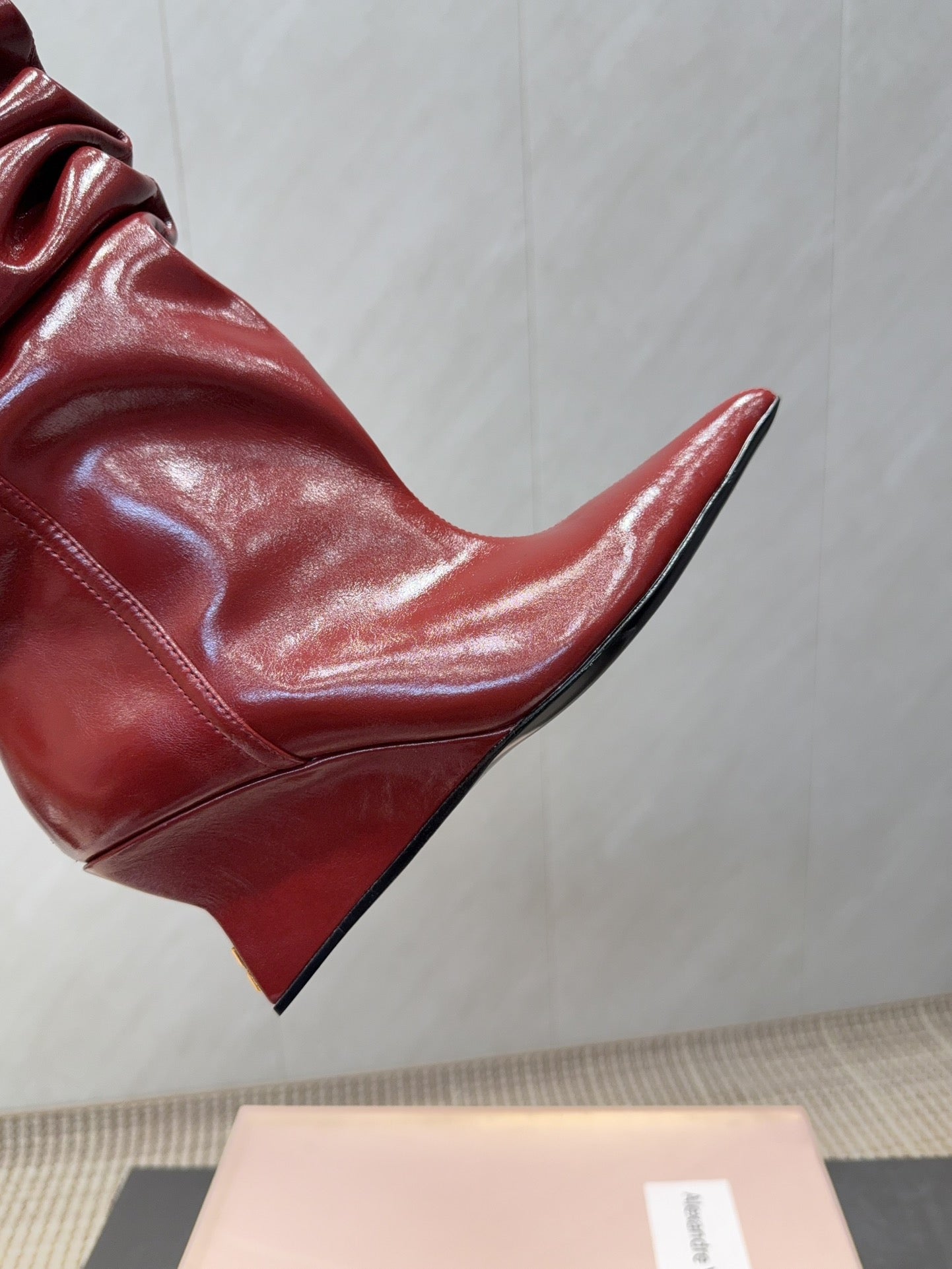 BALMAIN 26S KNEE-HIGH BOOTS 75 MM IN RED CALFSKIN