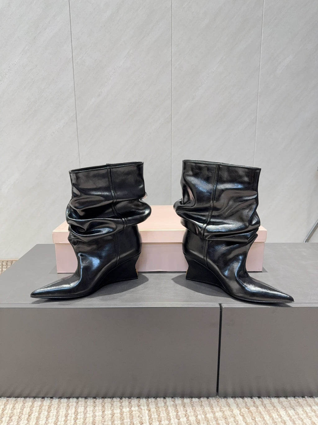 BALMAIN 26S BOOT 75 MM IN BLACK CALFSKIN