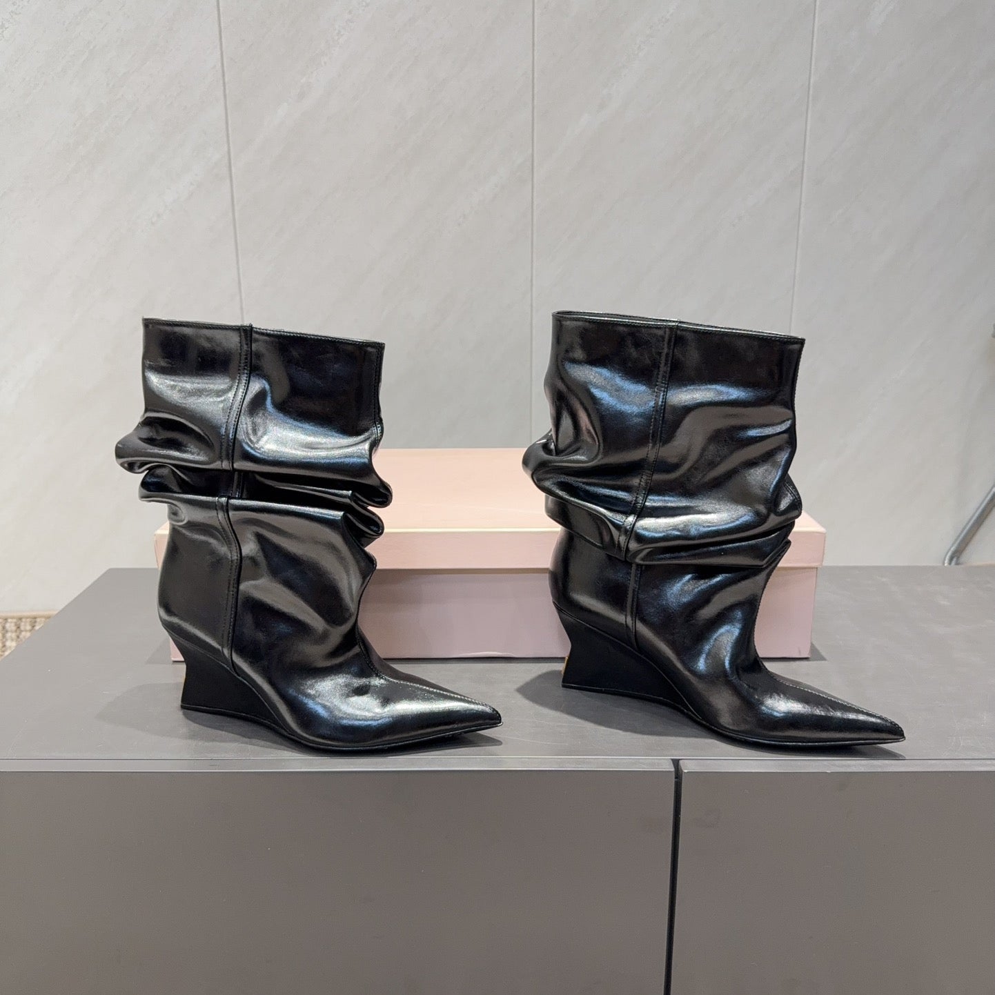 BALMAIN 26S BOOT 75 MM IN BLACK CALFSKIN