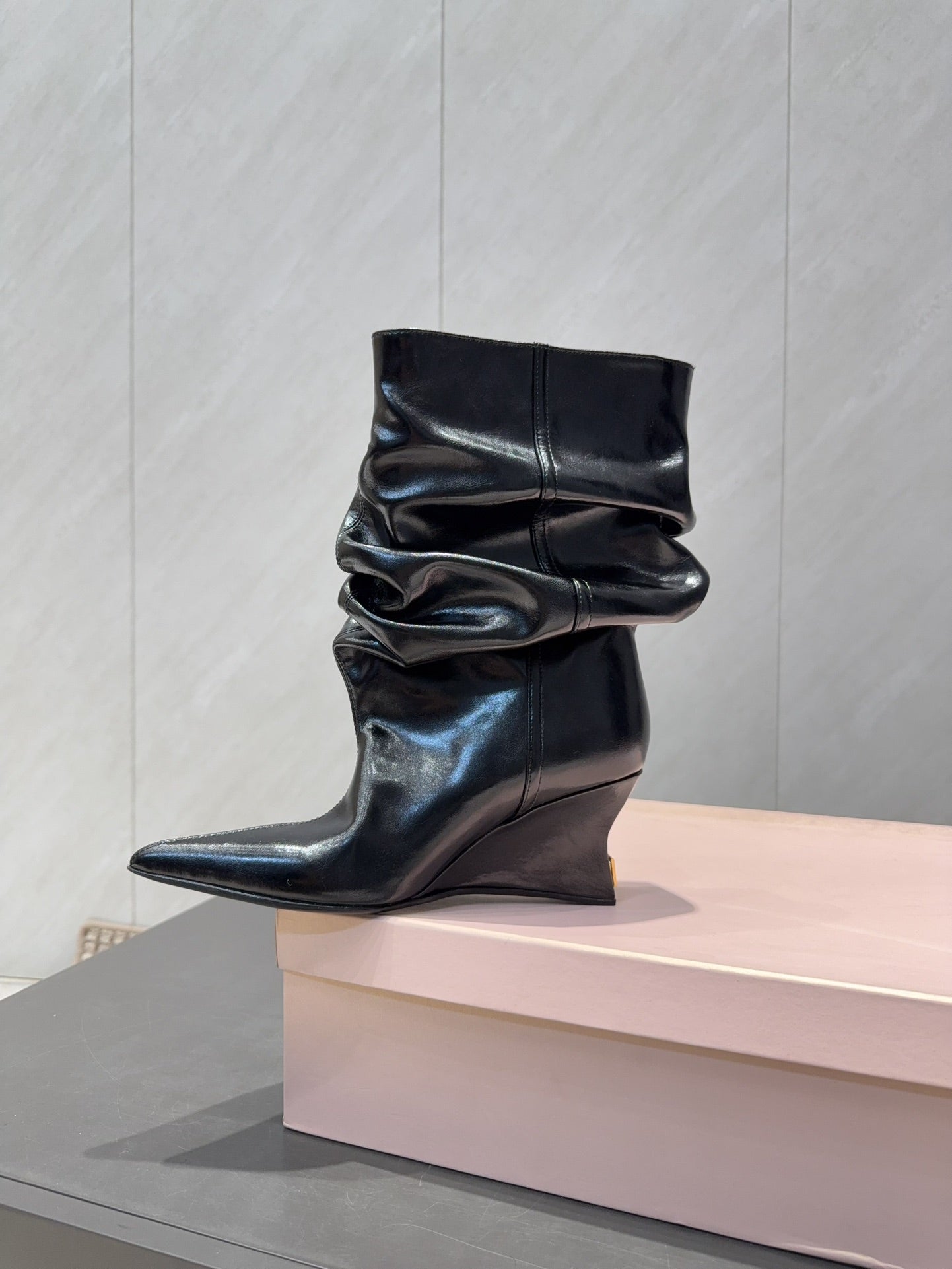 BALMAIN 26S BOOT 75 MM IN BLACK CALFSKIN