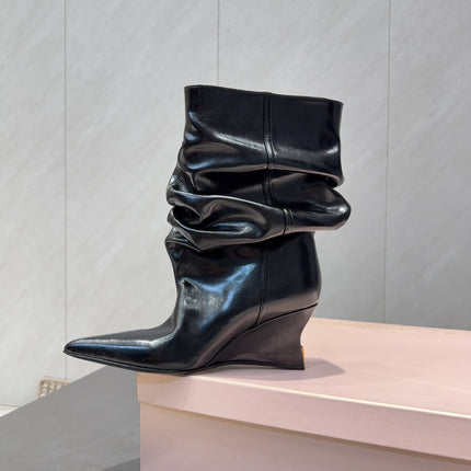 BALMAIN 26S BOOT 75 MM IN BLACK CALFSKIN