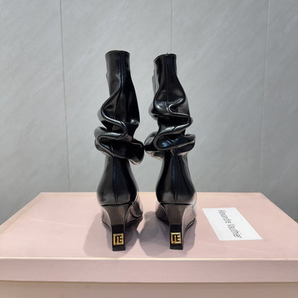 BALMAIN 26S BOOT 75 MM IN BLACK CALFSKIN