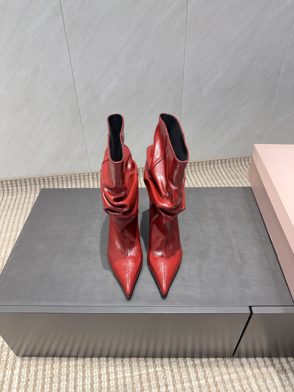 BALMAIN 26S BOOT 75 MM IN RED CALFSKIN