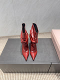 BALMAIN 26S BOOT 75 MM IN RED CALFSKIN