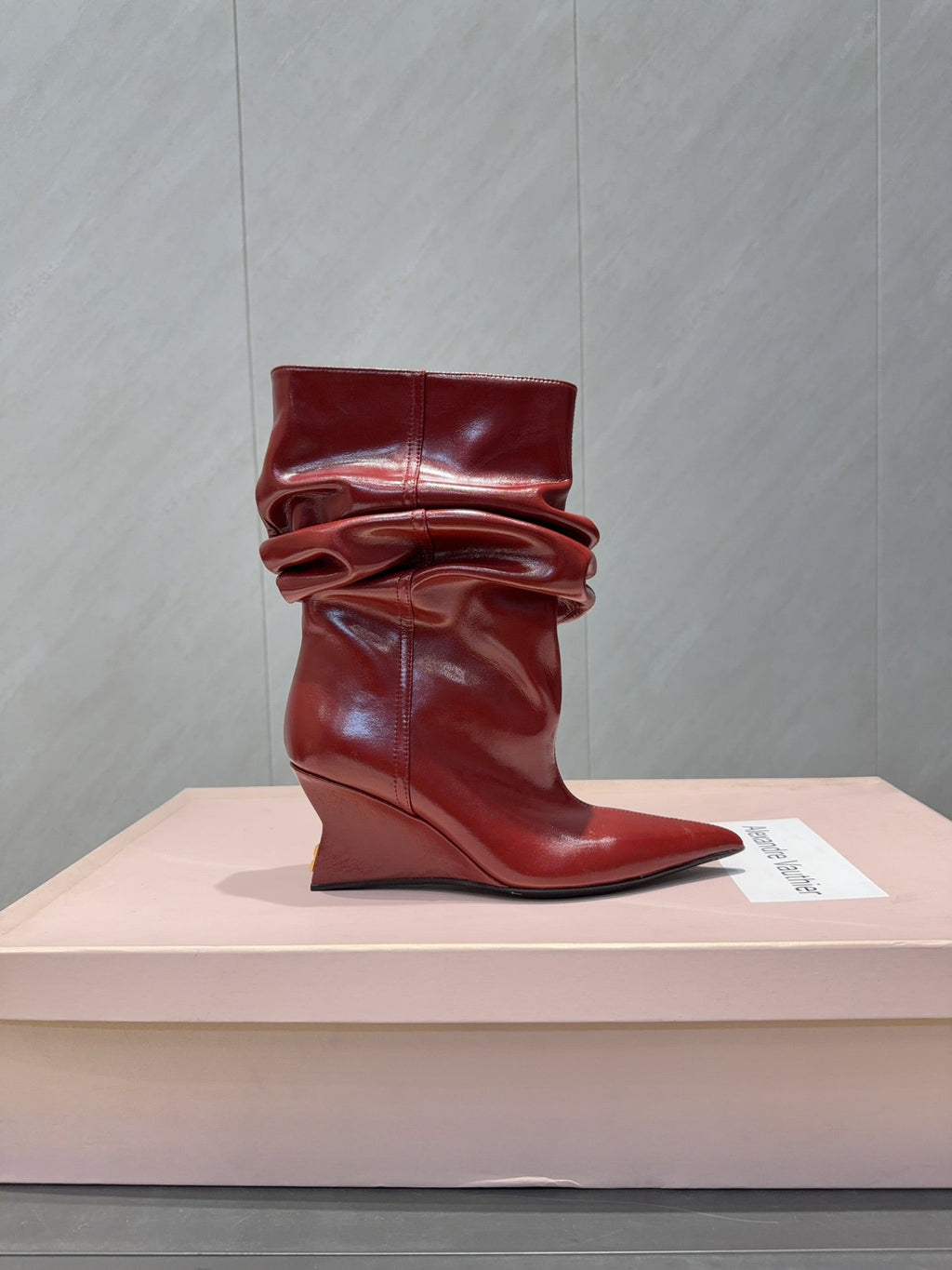 BALMAIN 26S BOOT 75 MM IN RED CALFSKIN