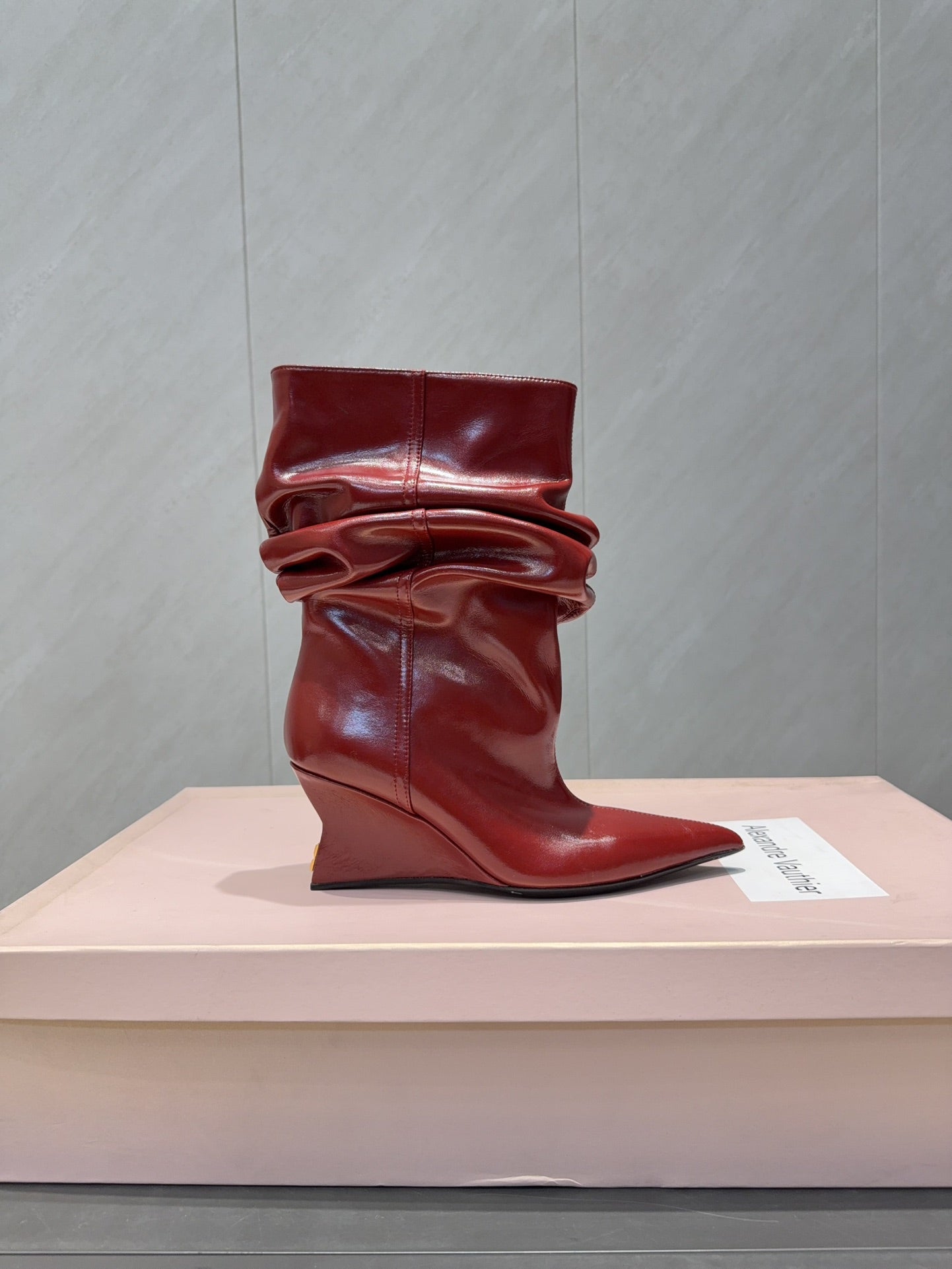 BALMAIN 26S BOOT 75 MM IN RED CALFSKIN