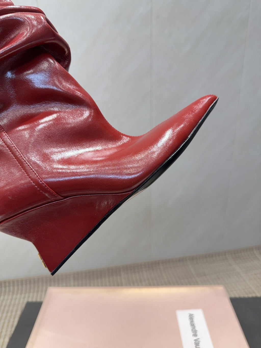 BALMAIN 26S BOOT 75 MM IN RED CALFSKIN