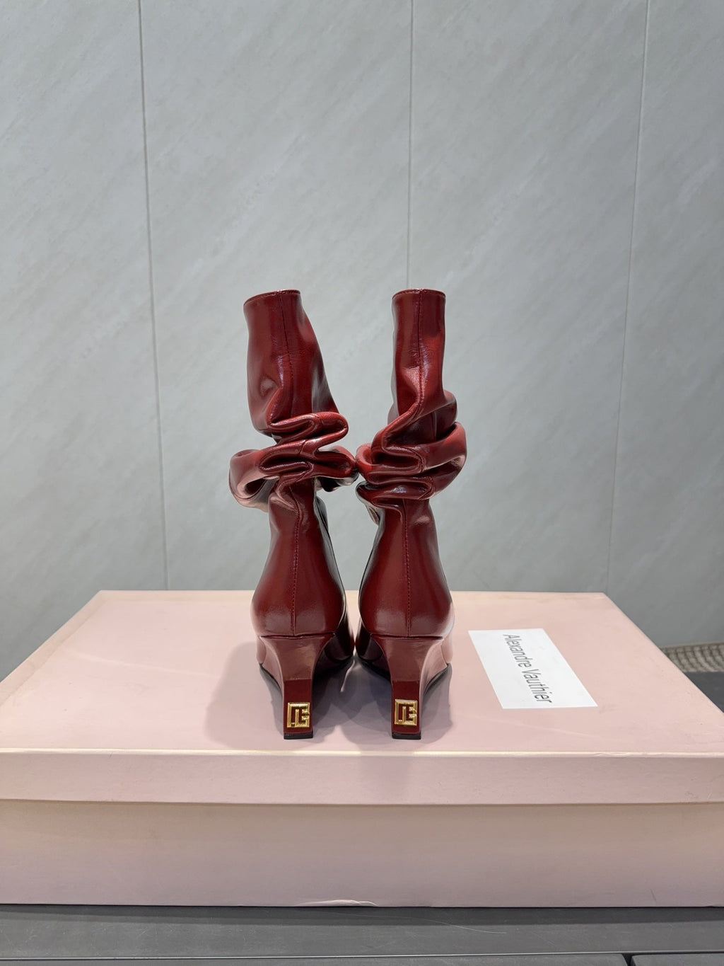 BALMAIN 26S BOOT 75 MM IN RED CALFSKIN