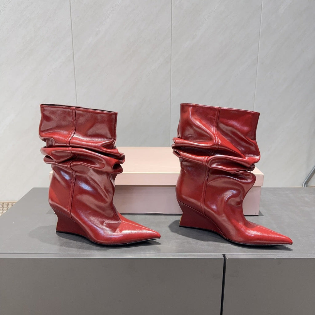 BALMAIN 26S BOOT 75 MM IN RED CALFSKIN