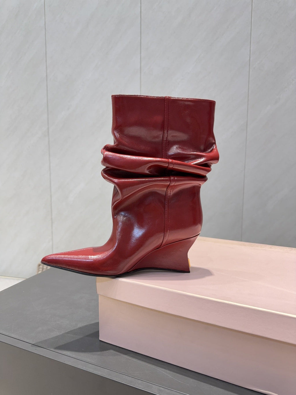 BALMAIN 26S BOOT 75 MM IN RED CALFSKIN
