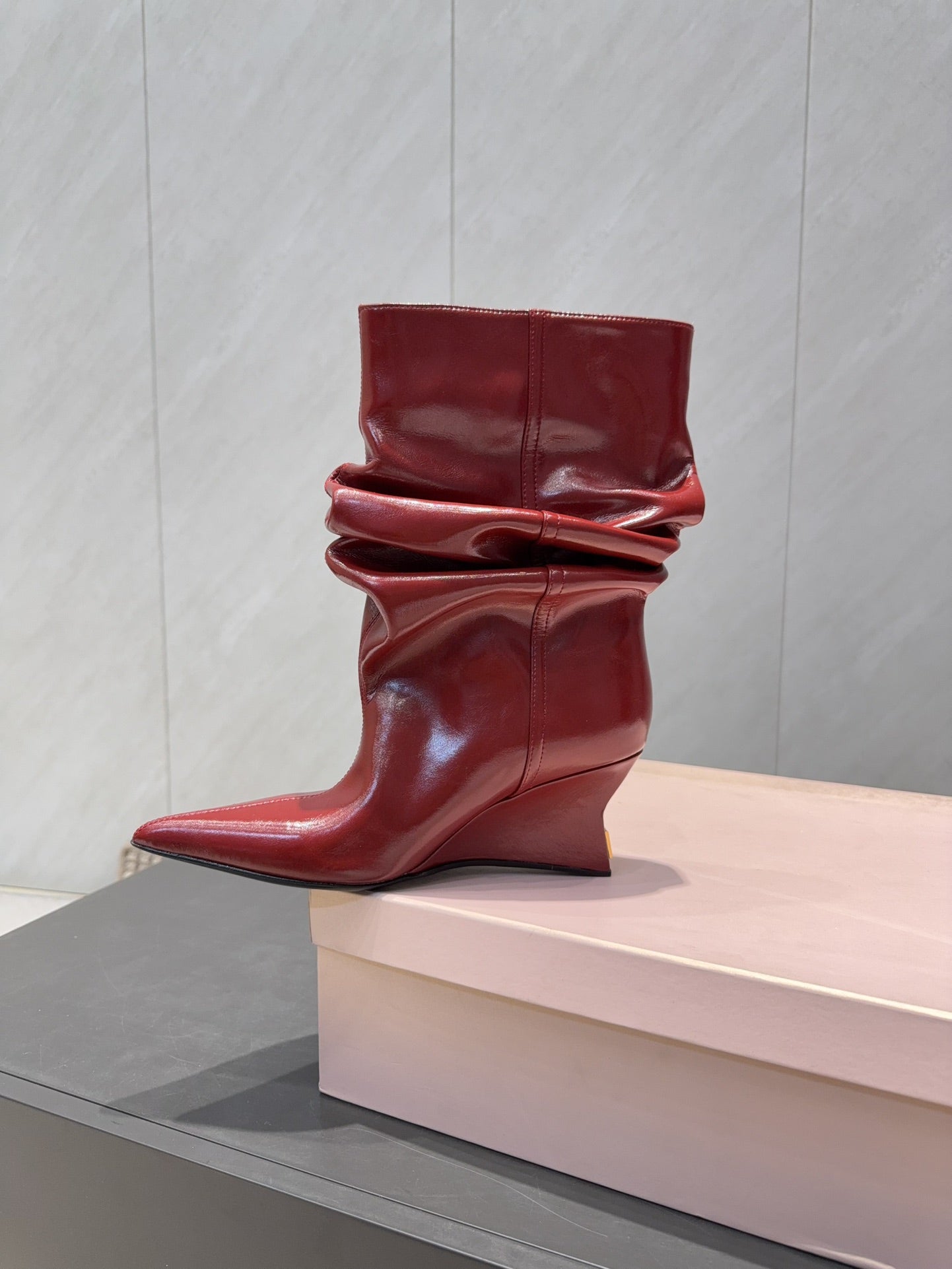 BALMAIN 26S BOOT 75 MM IN RED CALFSKIN