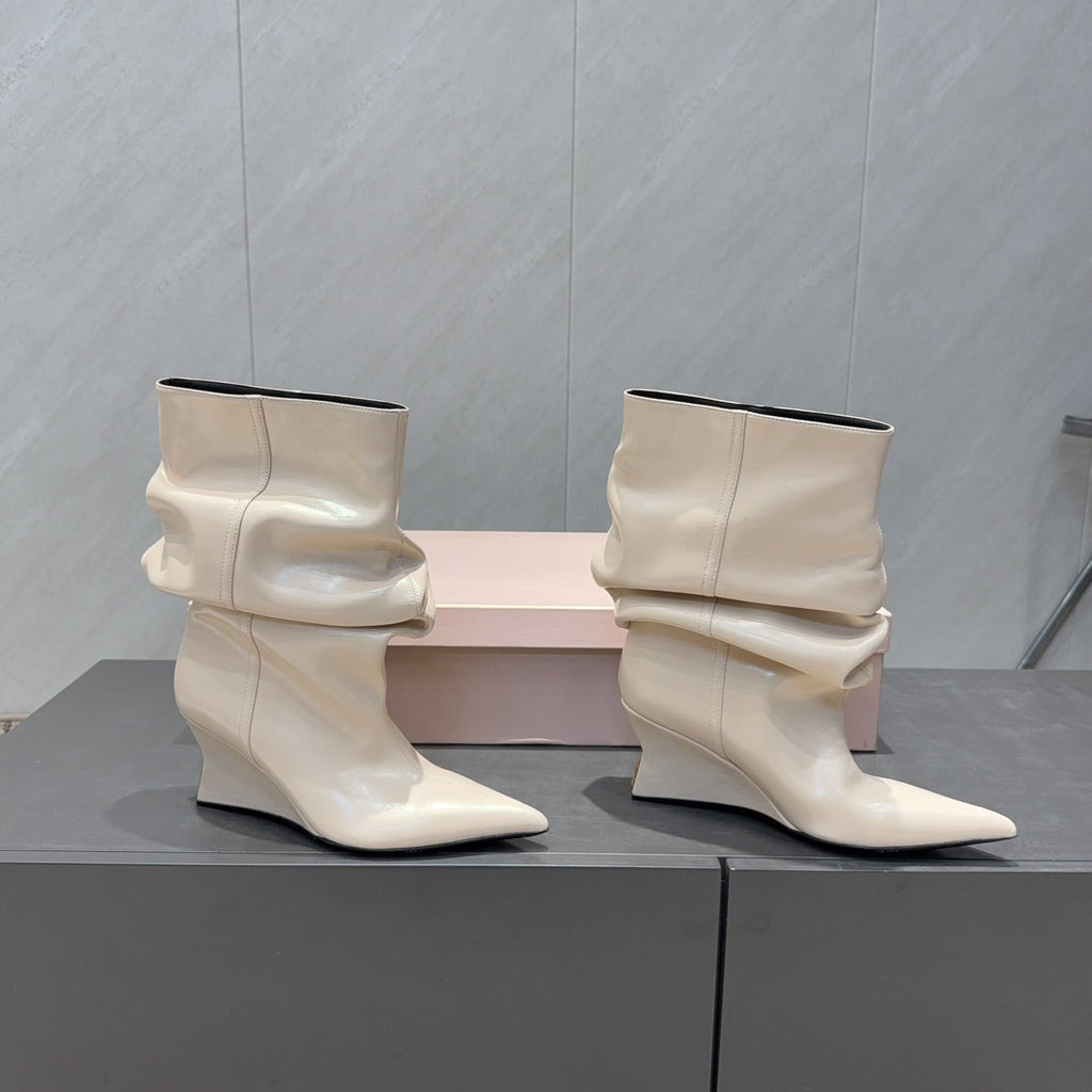 BALMAIN 26S BOOT 75 MM IN LIGHT BEIGE CALFSKIN