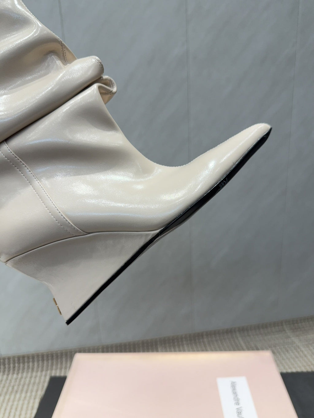 BALMAIN 26S BOOT 75 MM IN LIGHT BEIGE CALFSKIN