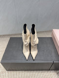 BALMAIN 26S BOOT 75 MM IN LIGHT BEIGE CALFSKIN