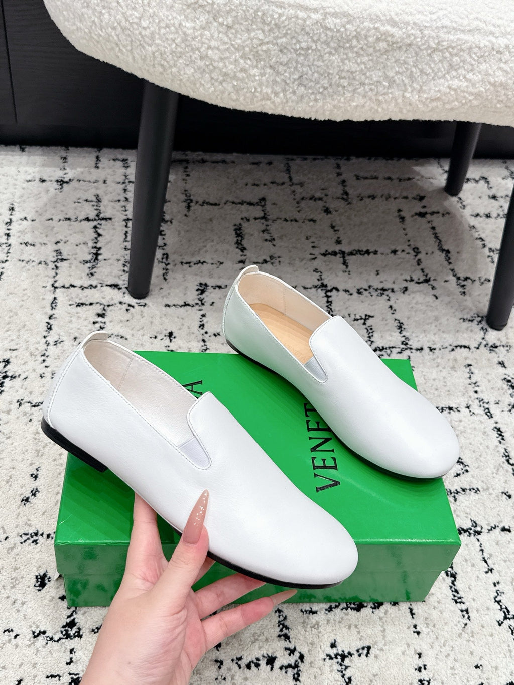 BOTTEGA VENETA 26S FLAT LOAFERS IN WHITE CALFSKIN