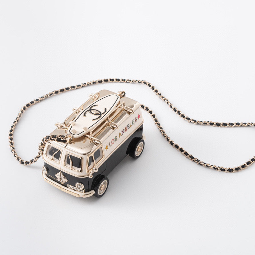 CHANEL 26S VAN SHAPED SHOULDER BAG MINI 16 IN BLACK AND GOLD BRASS GOLD HARDWARE